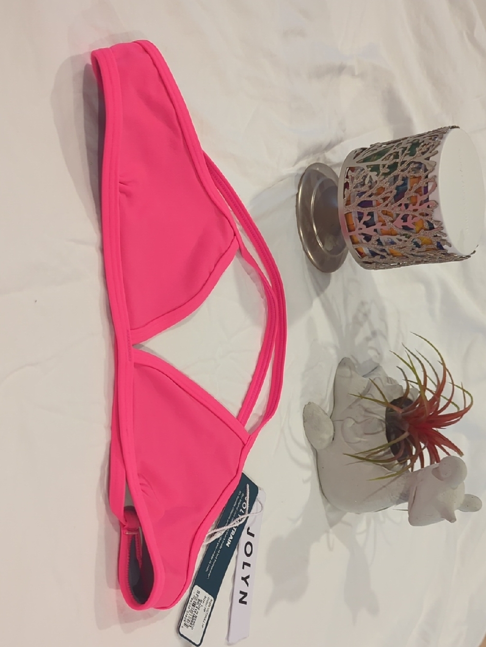 Jolyn Neon Pink Triangle Bikini Top